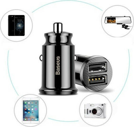 Baseus Grain Auto-Ladegerät 10.5W 3.1A mit Anschlüssen: 2xUSB Weiß Farbe