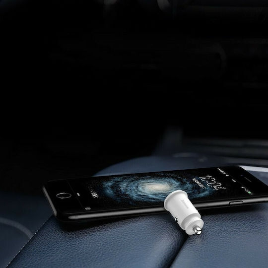 Baseus Grain Auto-Ladegerät 10.5W 3.1A mit Anschlüssen: 2xUSB Weiß Farbe