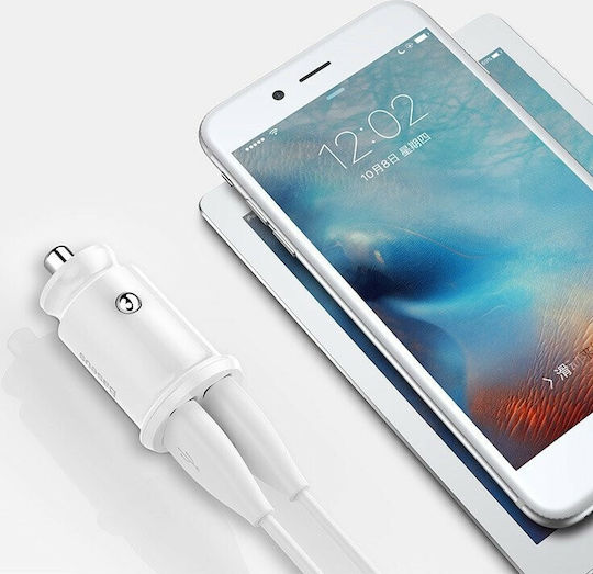Baseus Grain Auto-Ladegerät 10.5W 3.1A mit Anschlüssen: 2xUSB Weiß Farbe