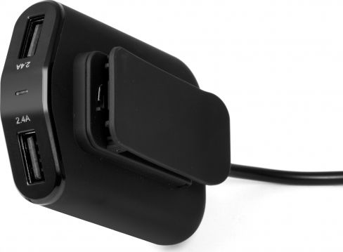 Technaxx Φορτιστής Αυτοκινήτου 6.5W 4.8A με Θύρες: 4xUSB-A μαζί με Καλώδιο Ενσωματωμένο Μαύρο Χρώμα