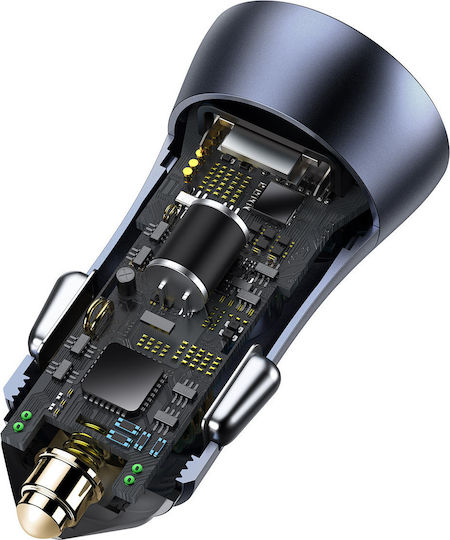 Baseus Car Charger 40W 3A Fast Charging with one Port: 1xUSB Gray Color
