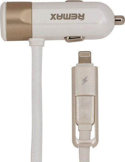 Remax RCC-102 Φορτιστής Αυτοκινήτου 3.4A με μία Θύρα: 1xUSB μαζί με Καλώδιο Lightning / Micro-USB Μαύρο Χρώμα