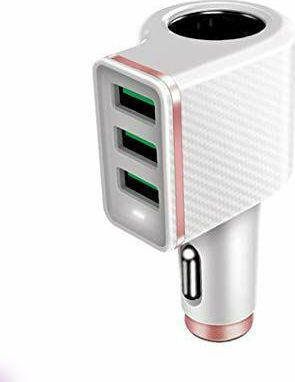 Ldnio Car Charger 4.2A with Ports 3xUSB-A 1xLighter White Color