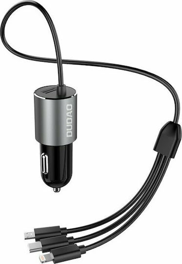 Dudao R5ProN Încărcător Auto 17W 3.4A cu un Port: 1xUSB împreună cu Cablu Lightning / Micro-USB / Type-C Negru Culoare