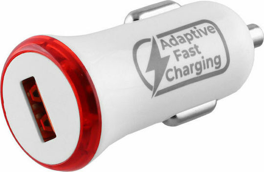 Lime Car Charger 20W 2.4A Fast Charging with One Port 1xUSB White Color