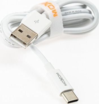Moxom KC-15 Auto-Ladegerät 2.4A mit Anschlüssen: 1xUSB 1xType-C mit Kabel Typ-C,TC-TC Weiß Farbe