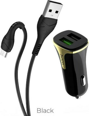 Hoco Autoladegerät Schwarz Z31 Gesamtleistung 3A Schnellladung mit Anschlüssen: 2xUSB inklusive Kabel Mikro-USB