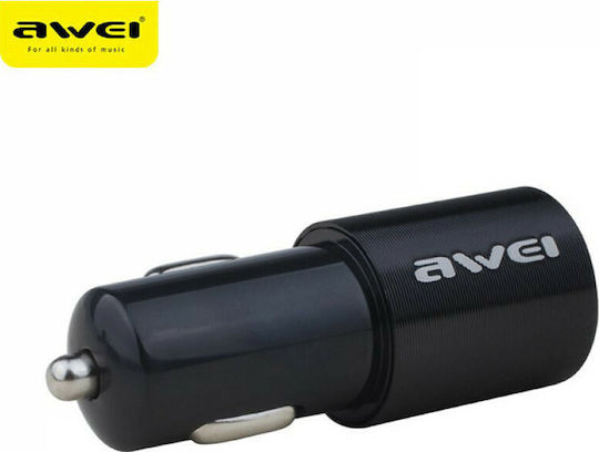 Awei X10 Încărcător Auto 2A cu Porturi: 2xUSB împreună cu Cablu Lightning / Micro-USB Negru Culoare