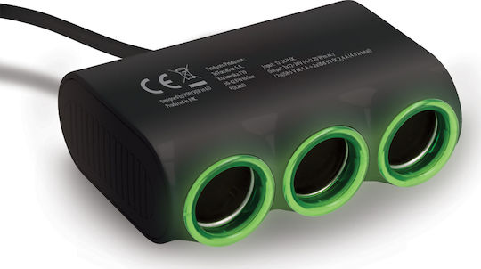 Forever Car Charger 120W 2.4A with Ports: 4xUSB with Cable Embedded Black Color