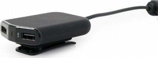 Energenie Car Charger 48W 9.6A with Ports: 4xUSB with Cable Embedded Black Color