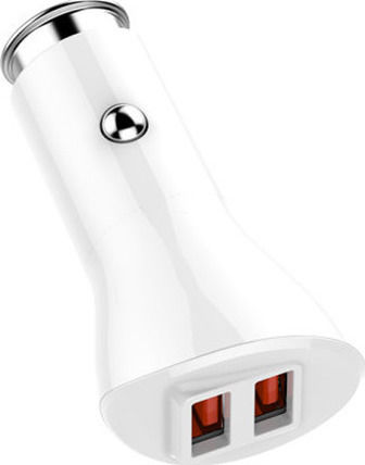Ldnio Car Charger 36W 3A with 2xUSB-A Ports and Micro-USB Cable White Color