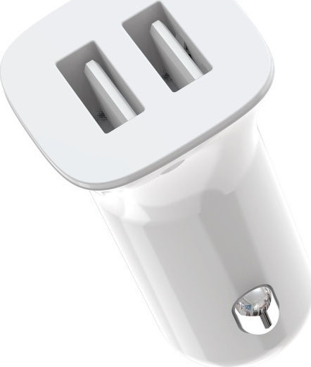 XO CC31 Car Charger 2.4A with Ports: 2xUSB White Color
