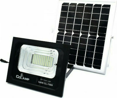 Στεγανός Ηλιακός Προβολέας LED 100W Ψυχρό Λευκό 6000K με Τηλεχειριστήριο IP67