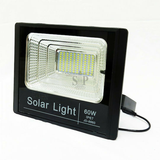Factory Στεγανός Ηλιακός Προβολέας LED 60W Ψυχρό Λευκό 6000K με Τηλεχειριστήριο IP67