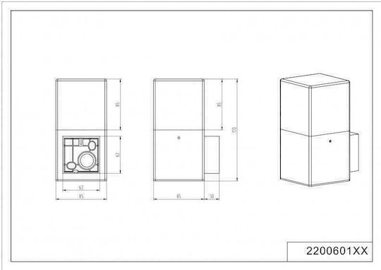 Trio Lighting Hudson Επιτοίχια Εξωτερική Πλαφονιέρα E14 IP44 8x17εκ.