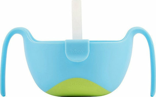 B.Box Baby Cup with Handles and Straw Bowl Straw made of Plastic Blue 250ml for 6m+m+