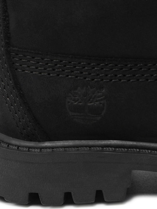 Premium Leather Kids Snow Boots with Laces Black