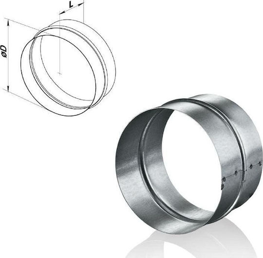Vents Μούφα Σύνδεσης Καπνοδόχου Γαλβανιζέ 125mm Ασημί