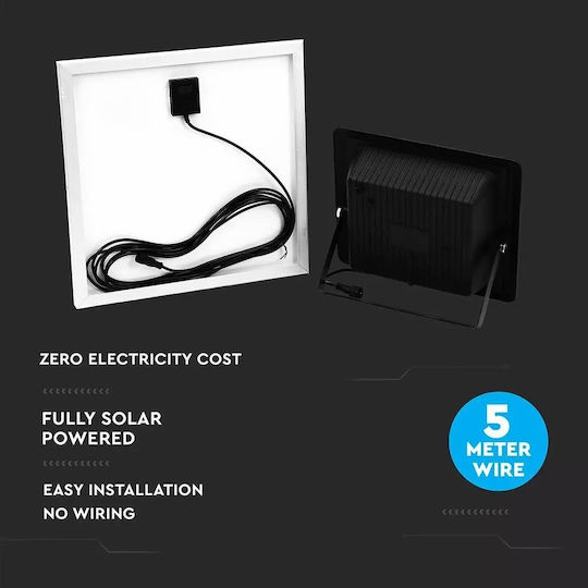V-TAC Στεγανός Ηλιακός Προβολέας LED 20W Ψυχρό Λευκό 6400K με Τηλεχειριστήριο IP65