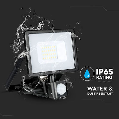 V-TAC Wasserdicht LED Flutlicht 20W Warmes Weiß 3000K mit Bewegungssensor IP65