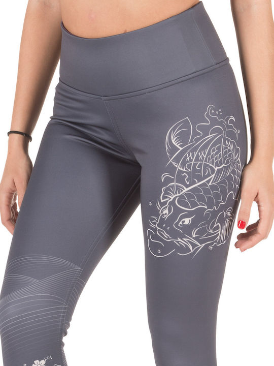 Hydro Switch 17-28084-29 Women's Cropped Training Legging High Waisted Grey Silver/Purple