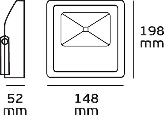VK Lighting Στεγανός Προβολέας LED 15W Θερμό Λευκό 3000K IP65