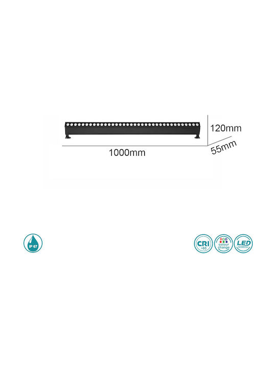 SoleLuce Außenstehlampe Wall Washer 300W RGB IP67 Schwarz