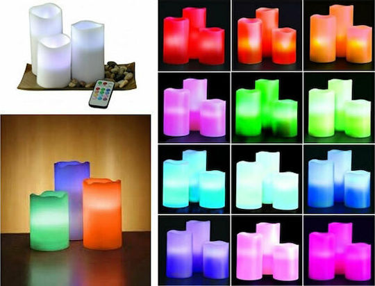 Διακοσμητικό Φωτιστικό LED RGB Κερί 3τμχ