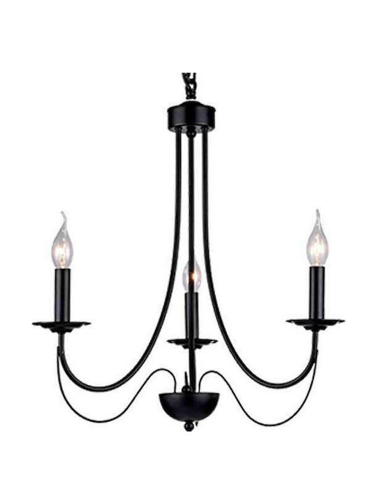 Elmark Angela Chandelier Candlestick 3xE14 Black 955ANGELA3