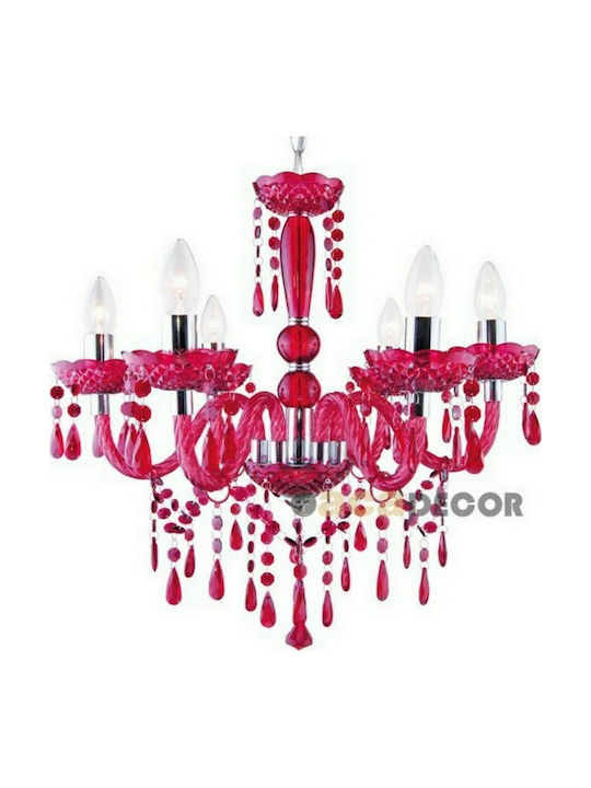 Aca Chandelier Candlestick 5xE14 Pink SF64026P