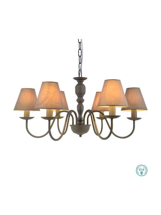 Viokef Fatima Πολυέλαιος 6xE14 Ø73cm με Καπέλα Καφέ 4163600
