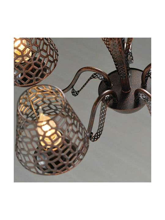 Aca Edam Πολυέλαιος 3xE14 Ø55cm με Καπέλα Χάλκινος EG169753PBC
