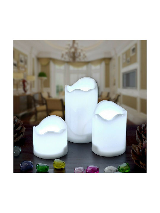 GloboStar Dekorative Lampe Wachs-Politur Weiß 3Stück