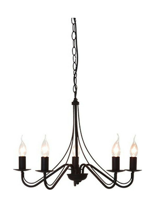 Trio Lighting Country Candelabru 5xE14 Ø55cm cu Lumânări Negru R1198-24