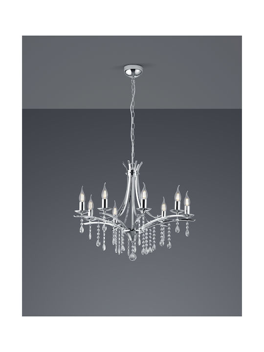 Trio Lighting Lucerna Kronleuchter 8xE14 Ø6cm mit Kerzen Silber 101600806