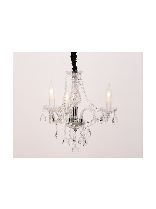 Aca Gladiolo Chandelier Candlestick 3xE14 Transparent 48cm BLK80413PCC