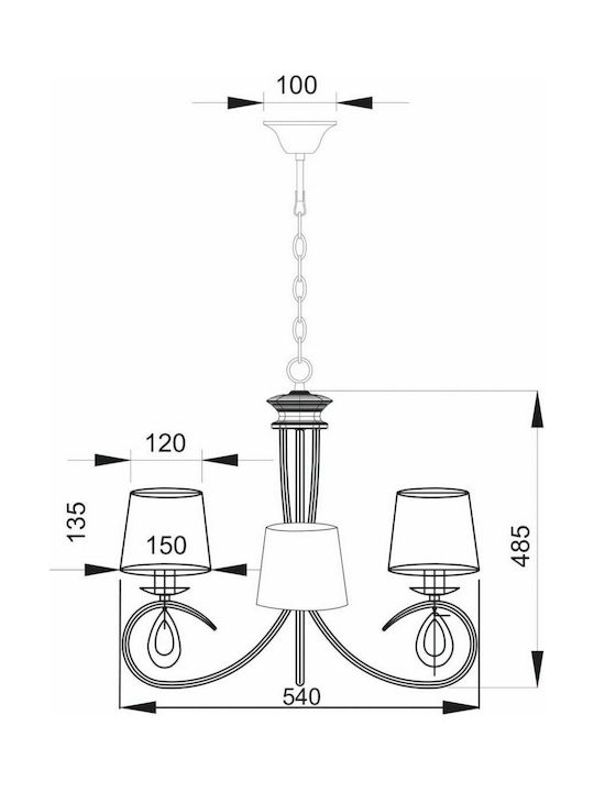 Aca Candelabru 3xE14 cu Abajururi Argint TNK81490CR3P