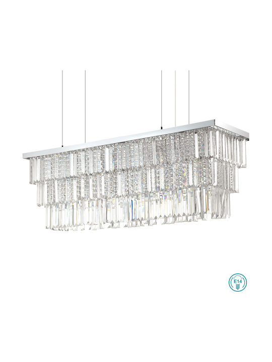 Ideal Lux Martinez SP8 Πολυέλαιος 8xE14 Ø103cm με Κρύσταλλα Διάφανος 166360