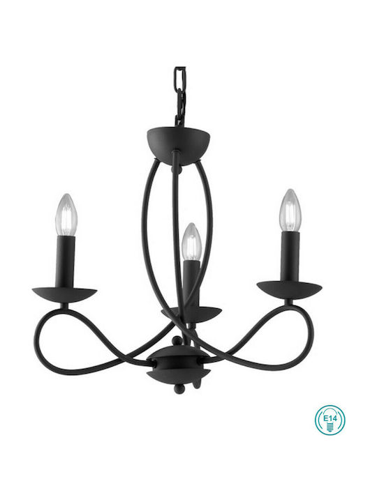 Fan Europe Beatrice-3 Chandelier Candlestick 3xE14 Black