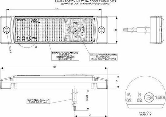 Horpol K02-LD127-RED Truck Volume Lights 1pcs 12 / 24V - Red