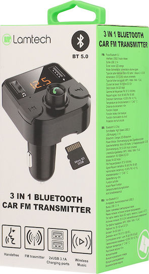 Lamtech FM предавател за кола 3-in-1 с Bluetooth / MicroSD / USB