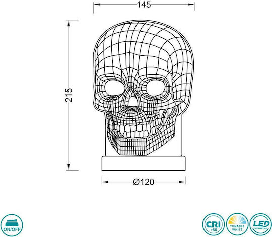 Trio Lighting Lămpi Decorative Pentru Masă Skull LED Bianco Reglabil Iluzie 3D 12x12x21cm