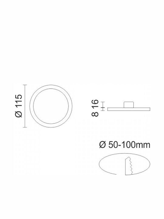 Spot Light Round Recessed LED Panel 15W with Warm White Light 3000K 17.5cm