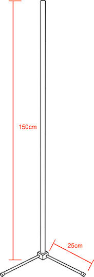 GloboStar LED Floor Lamp H150xW3cm. with Warm White Light 2880lm Black
