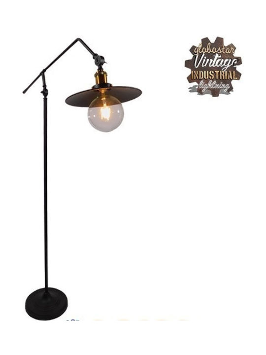 GloboStar Wynge Vintage Floor Lamp H174xW27cm. with Socket for Bulb E27 Black