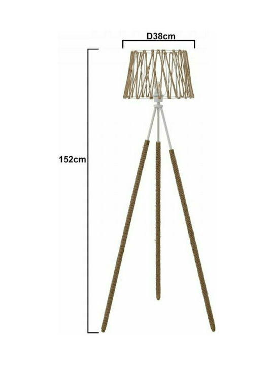 Click Vintage Floor Lamp H152xW38cm. with Socket for Bulb E27 Beige