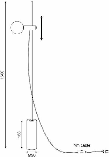 Aca Floor Lamp H160xW9cm. with Socket for Bulb E14 Black