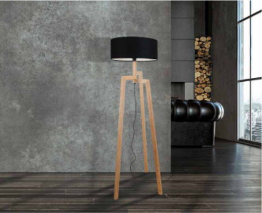 Zambelis Lights Vintage Φωτιστικό Δαπέδου Υ180xΜ50εκ. με Ντουί για Λαμπτήρα E27 Μαύρο Και Φυσικό