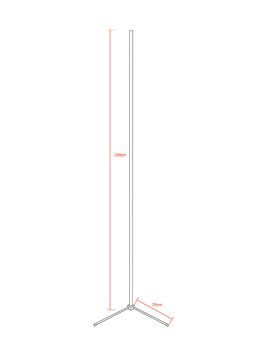 GloboStar LED Φωτιστικό Δαπέδου Υ250xΜ3εκ. με Ψυχρό Λευκό Φως 140lm Μαύρο