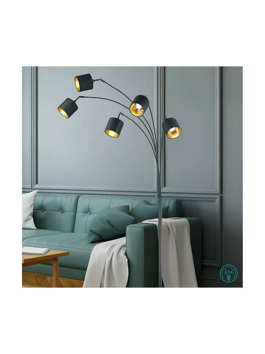 Trio Lighting Tommy Lampa de podea Î200xL30cm. cu Soclu pentru Bec E14 Negru
